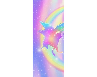 Tapis de yoga en caoutchouc licorne arc-en-ciel - Tapis d'exercice écologique et durable - Dessus velouté et dessous antidérapant