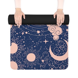 Tapis de yoga en caoutchouc Galaxy vintage - Tapis d'exercice écologique et durable - Dessus velouté et dessous antidérapant image 4