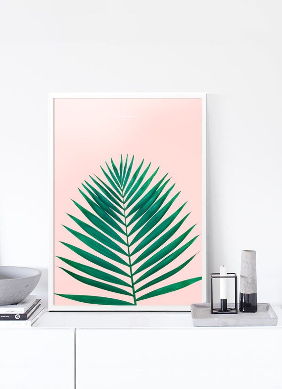 Feminine Palm Print Printable Leaf Palm Leaf Print Pastel Etsy