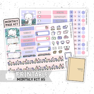Para impressão: PÁGINA MENSAL Tulip Fields A5 Hobonichi Cousin Planner Adesivos Download digital, kit de adesivos, papelaria, primavera, floral
