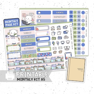 Para impressão: PÁGINA MENSAL A5 "Venda na loja" Hobonichi Cousin Planner Stickers Download digital, Venda na loja, Tema de compras
