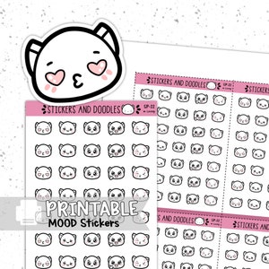 Autocollants imprimables : Love Mood Emote Doodles Deco Plannerstickers téléchargement numérique, Papeterie, Sprinkles Emotions, Prêt à imprimer, Kiss