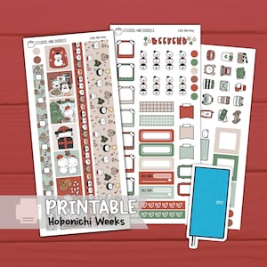 Afdrukbaar: Jolly Morning Hobonichi Weeks Planner Stickers Digitale Download, Sticker Kit, Briefpapier, Kerstmis, vakantie