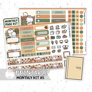 Imprimable : Cosy Season A5 Hobonichi Cousin Planner Stickers en téléchargement numérique, automne, automne, kit d'épices citrouille, papeterie