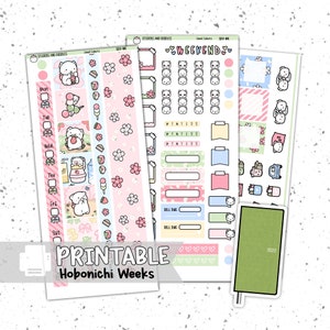 Para impressão: "Sweet Sakura" Hobonichi Weeks Planner Stickers Download digital, kit de adesivos, diário, adesivos digitais Spring Cherry Blossoms