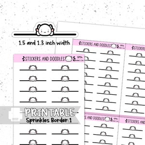 Autocollants imprimables : Peeking Line Border Emote Doodles Deco Planner autocollants téléchargement numérique, Papeterie, Sprinkles, Peeking, Prêt à imprimer