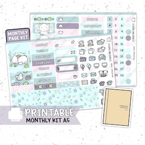 Para impressão: PÁGINA MENSAL A5 "Dias difíceis" Hobonichi Cousin Planner Adesivos Download digital, adesivo digital temperamental e de emoções