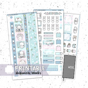 Imprimible: Descarga digital de pegatinas del planificador de semanas "Días difíciles" de Hobonichi, Kit de pegatinas, Diario, Pegatinas digitales de emociones cambiantes