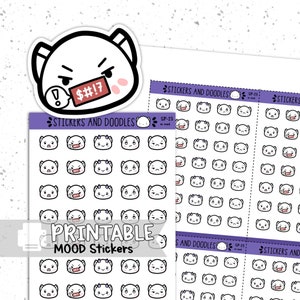 Autocollants imprimables : Mad Mood Emote Doodles Deco Plannerstickers téléchargement numérique, Papeterie, Sprinkles Emotions, Prêt à imprimer, Angry