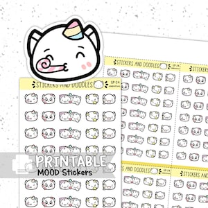 Autocollants imprimables : Celebrate Mood Emote Doodles Deco Plannerstickers téléchargement numérique, Papeterie, Sprinkles Emotions, Prêt à imprimer