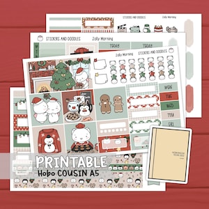 Para impressão: Jolly Morning A5 Hobonichi Cousin Weekly Page Planner Adesivos Download digital, kit de adesivos, papelaria, Natal, feriados