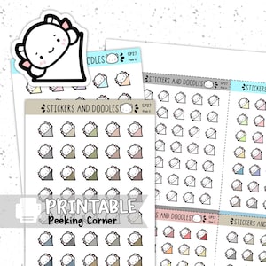Autocollants imprimables : Corner Peeking Emote Doodles Deco Planner autocollants téléchargement numérique, Papeterie, Sprinkles, Peeking, Prêt à imprimer