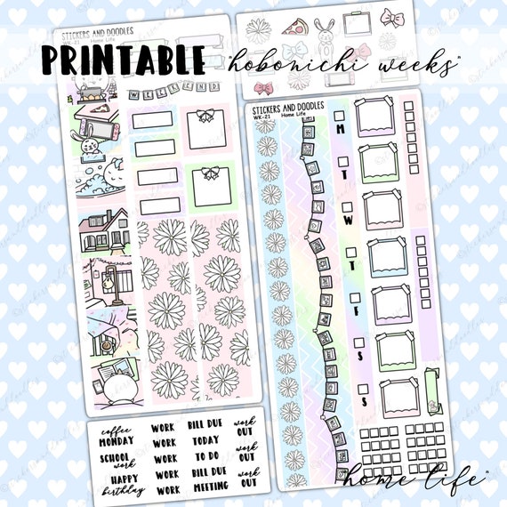 Printable Hobonichi Weeks Kit Home Life kawaii | Etsy