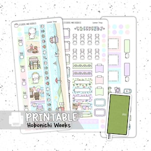 Printable: Summer Things Hobonichi Weeks Planner Stickers Digital Download, Sticker Kit, Stationery, Spring, Florals, doodles