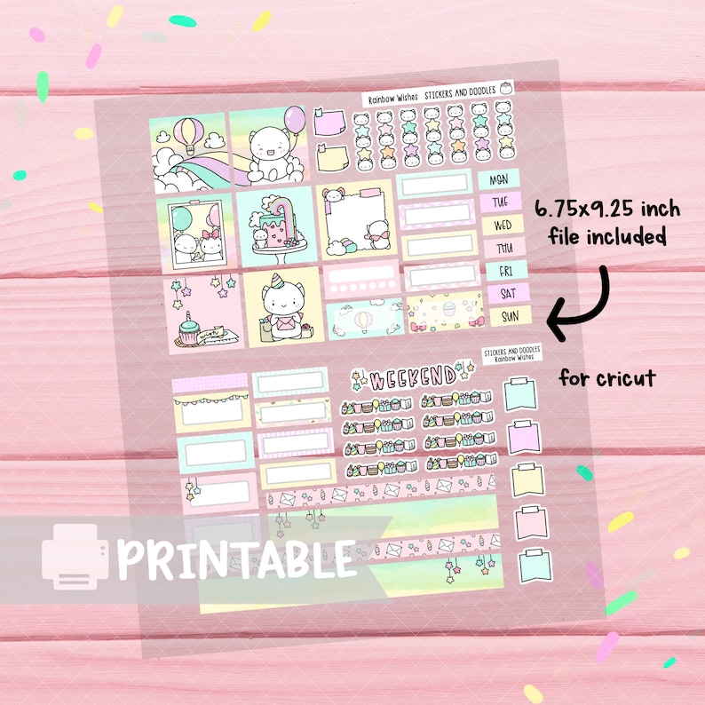 Printable: Rainbow Wishes A5 Hobonichi Cousin Weekly Page - Etsy