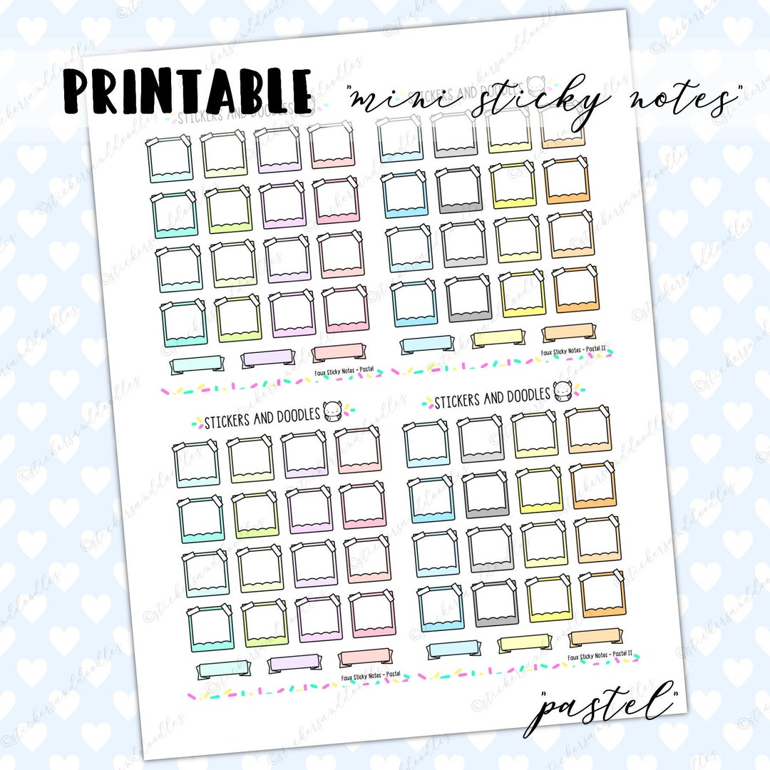 Printable Mini Notes Pastel Colors - Etsy