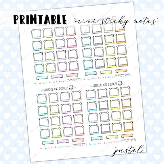 Printable Mini Notes Pastel Colors | Etsy