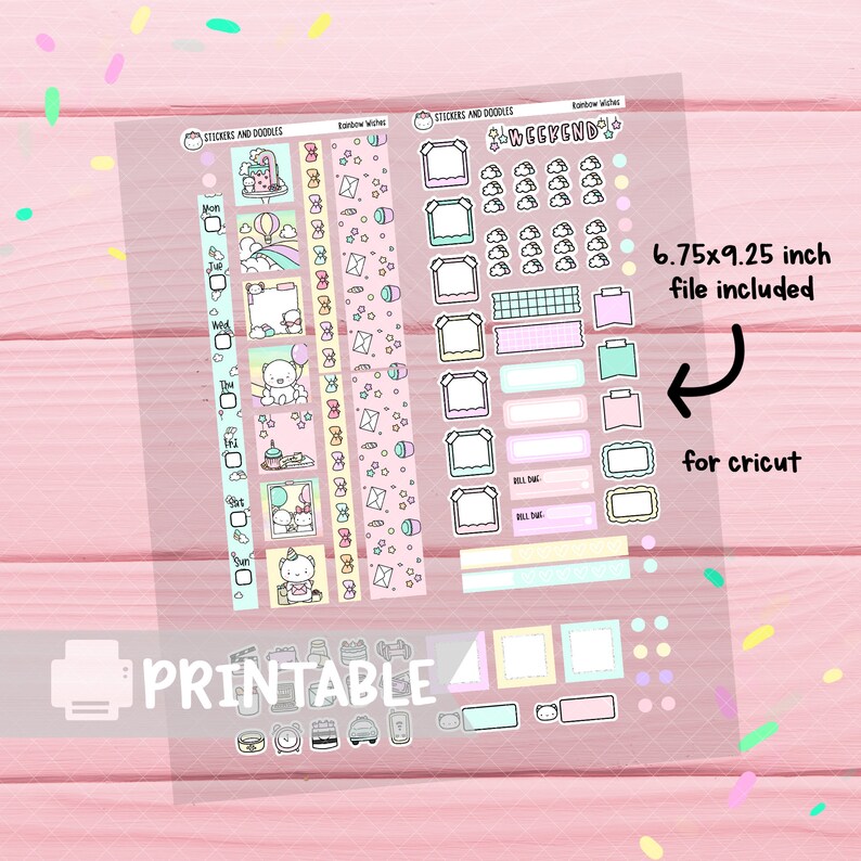 Printable: Rainbow Wishes Hobonichi Weeks Planner Stickers - Etsy