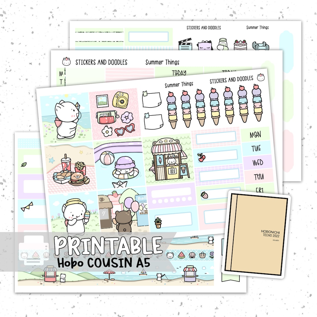 Printable: Summer Things A5 Hobonichi Cousin Weekly Page Planner ...