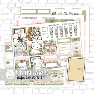 Stampabile: adesivi per planner settimanale Weekend Recharge A5 Hobonichi Cousin, download digitale, kit di adesivi, cancelleria, kit per la casa, primavera