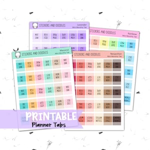 Monthly tabs - Smile Font Style printable planner stickers, for Hobonichi, a5, a6, weeks, B6, personal planners and journals