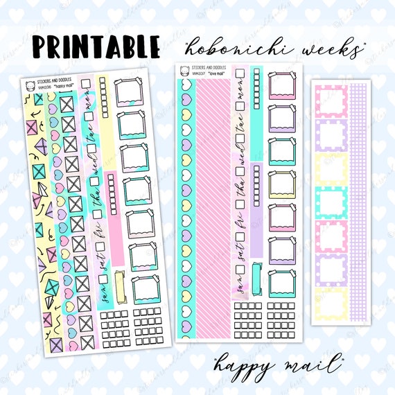 Printable Hobonichi Weeks Kit happy Mail Stickers | Etsy