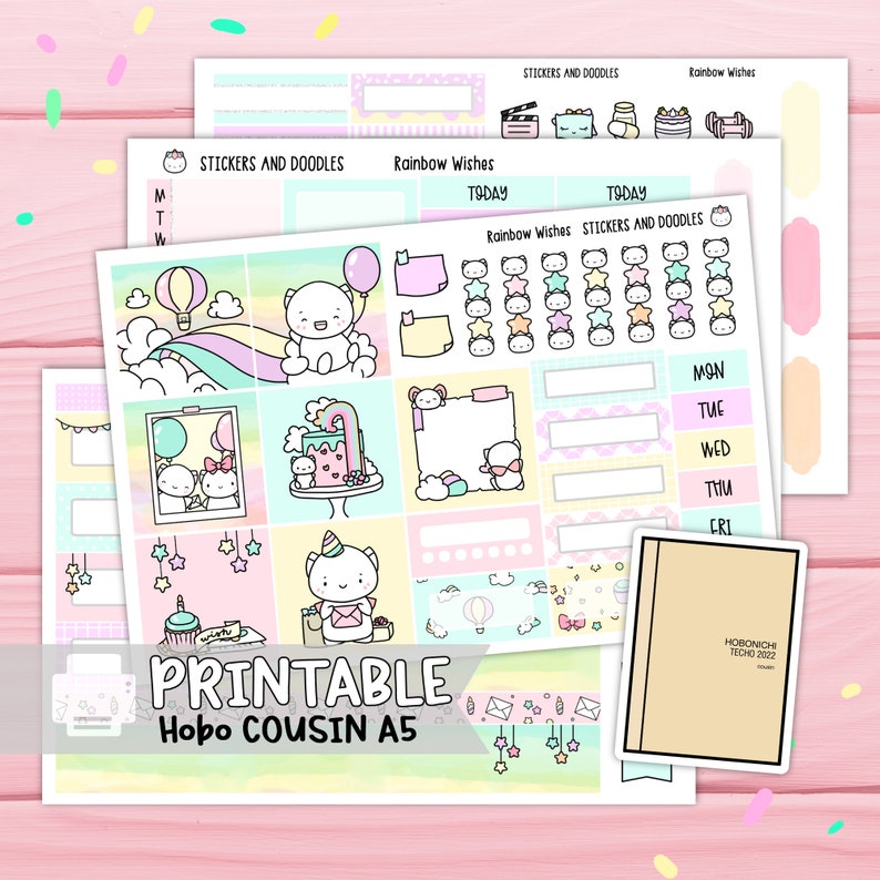 Printable: Rainbow Wishes A5 Hobonichi Cousin Weekly Page - Etsy