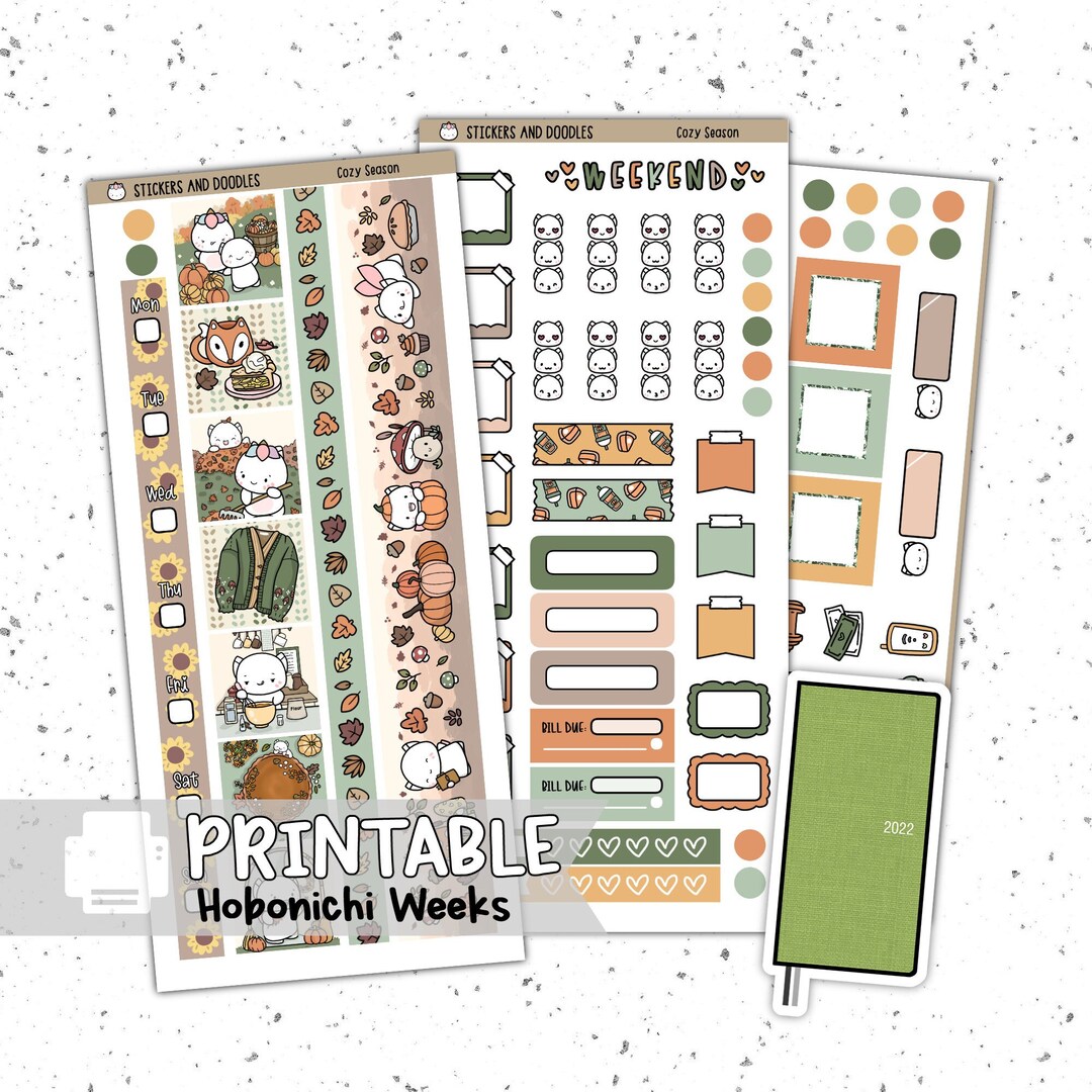 Printable: Cozy Season Fall Autumn Hobonichi Weeks Planner Stickers ...