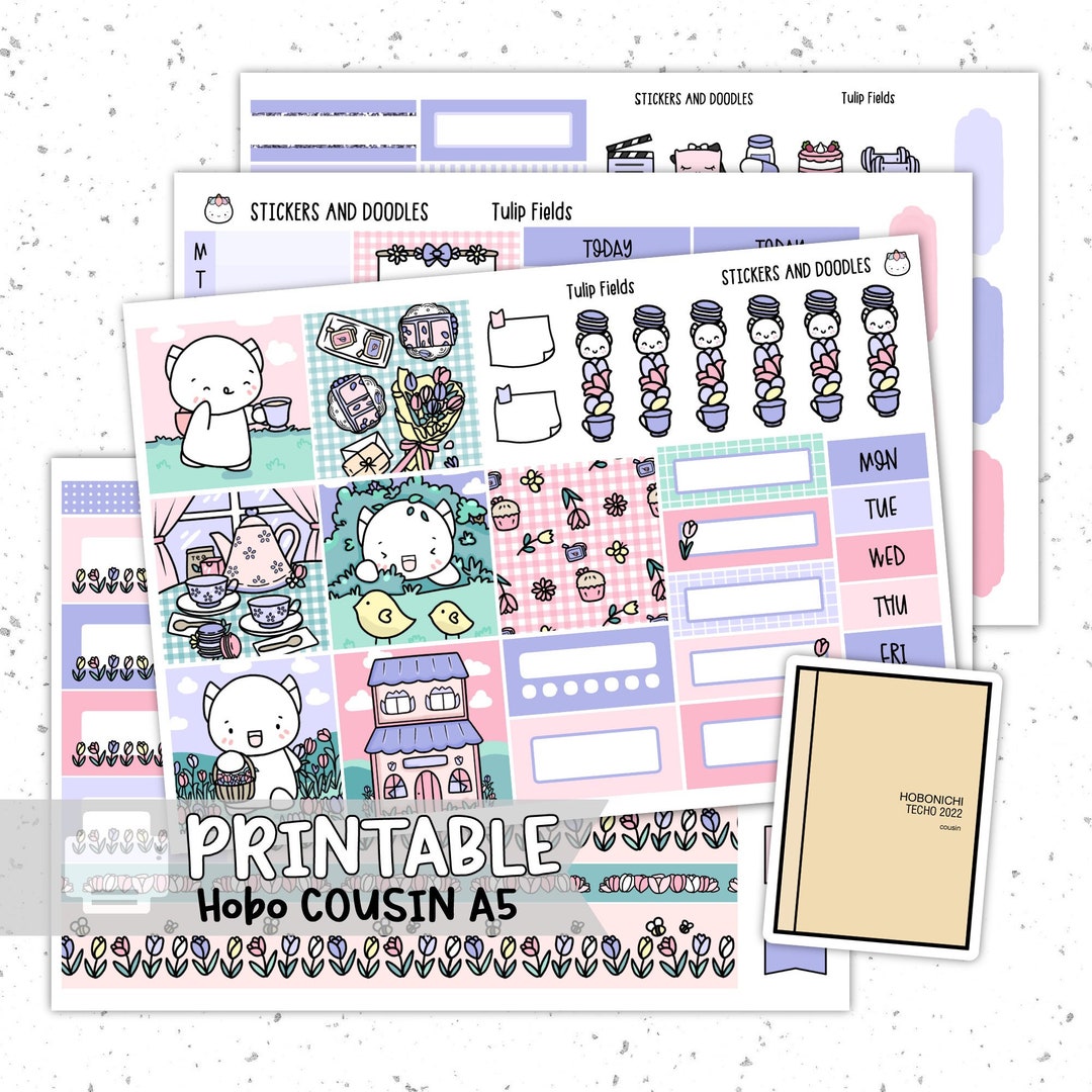 Printable: Tulipfields A5 Hobonichi Cousin Weekly Page Planner Stickers ...