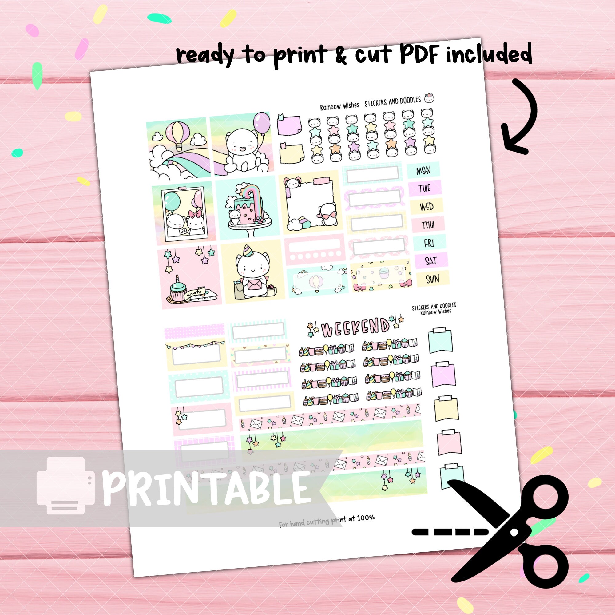 Printable: Rainbow Wishes A5 Hobonichi Cousin Weekly Page - Etsy