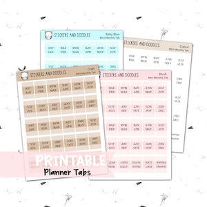 Guias mensais - adesivos de planejador imprimíveis em estilo de fonte, para Hobonichi, a5, a6, semanas, B6, planejadores pessoais e diários