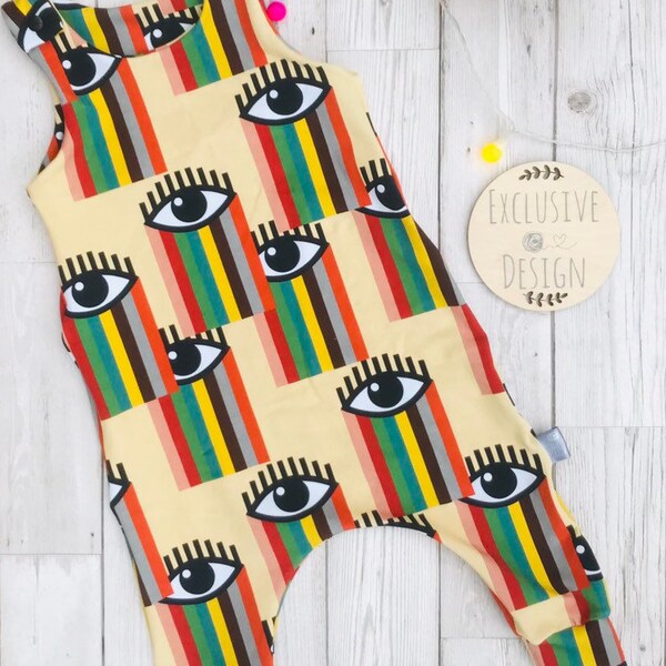 Toddler jumpsuit. Rainbow eyes. Kids overalls. Parade outfit. Pride. Childrens romper, dungarees, jumpsuit. LGBT. Family portrait clothing.