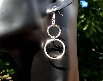 Double hoop earrings with sterling silver ear hooks • Chainmaille earrings ideal unique gift for wife or girlfriend