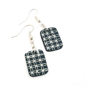 Black and white art geometric earrings handmade with shrink plastic Mod earrings ideal gift for a modette image 2