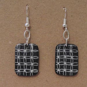 Black and white art geometric earrings handmade with shrink plastic Mod earrings ideal gift for a modette image 4