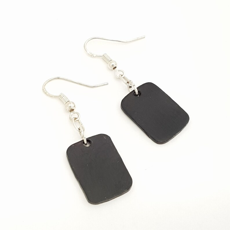 Black and white art geometric earrings handmade with shrink plastic Mod earrings ideal gift for a modette image 6