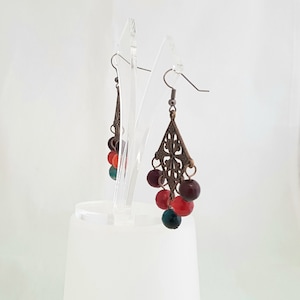 Maxi agate earrings with multicolored faceted agate beads image 3