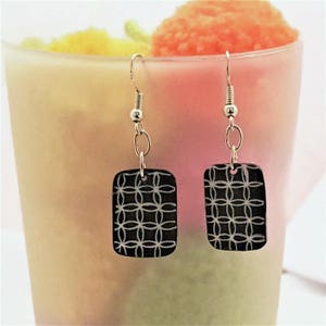 Black and white art geometric earrings handmade with shrink plastic Mod earrings ideal gift for a modette image 3