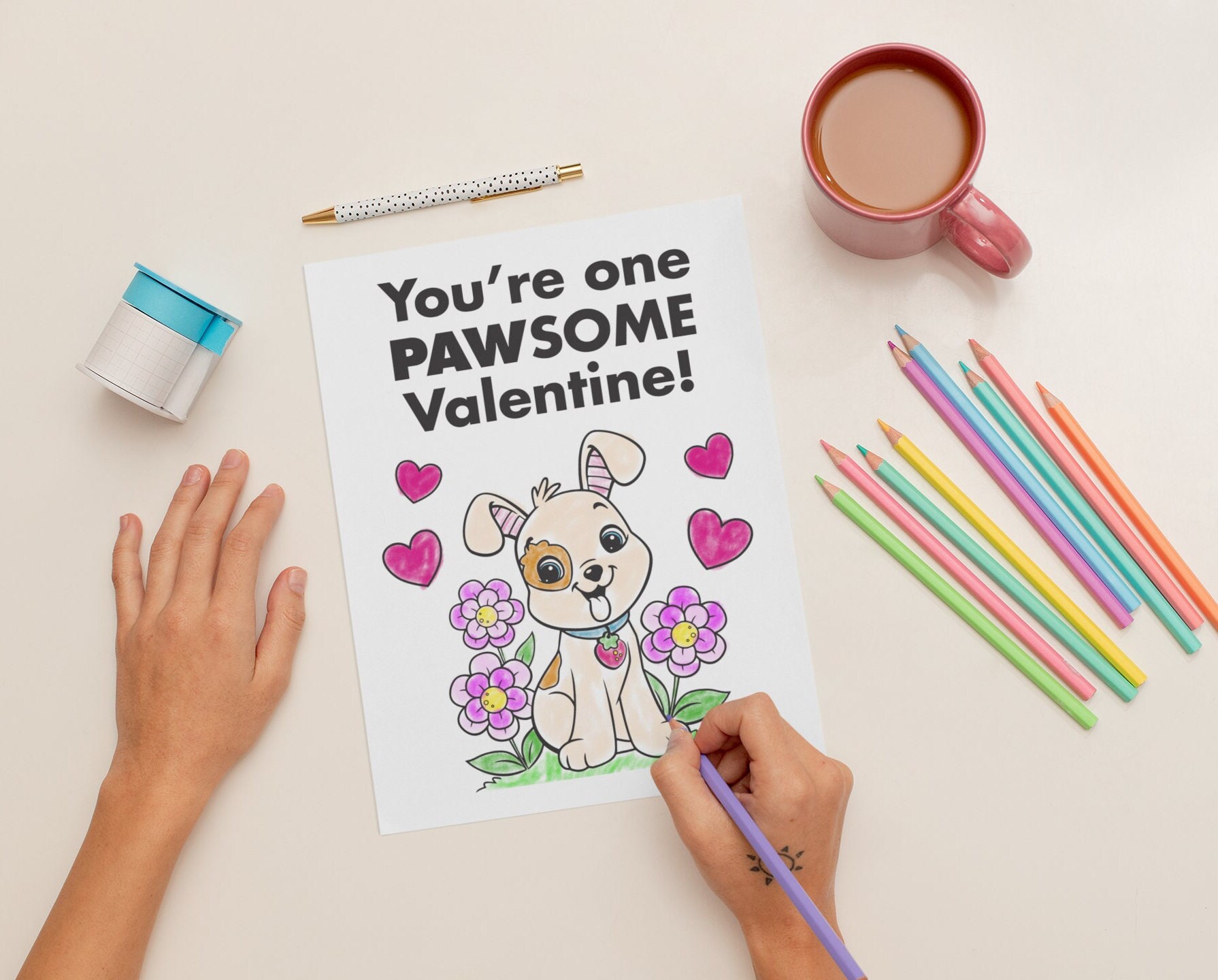 Kids Printable Valentine Cards Printable Animal Valentine Coloring ...