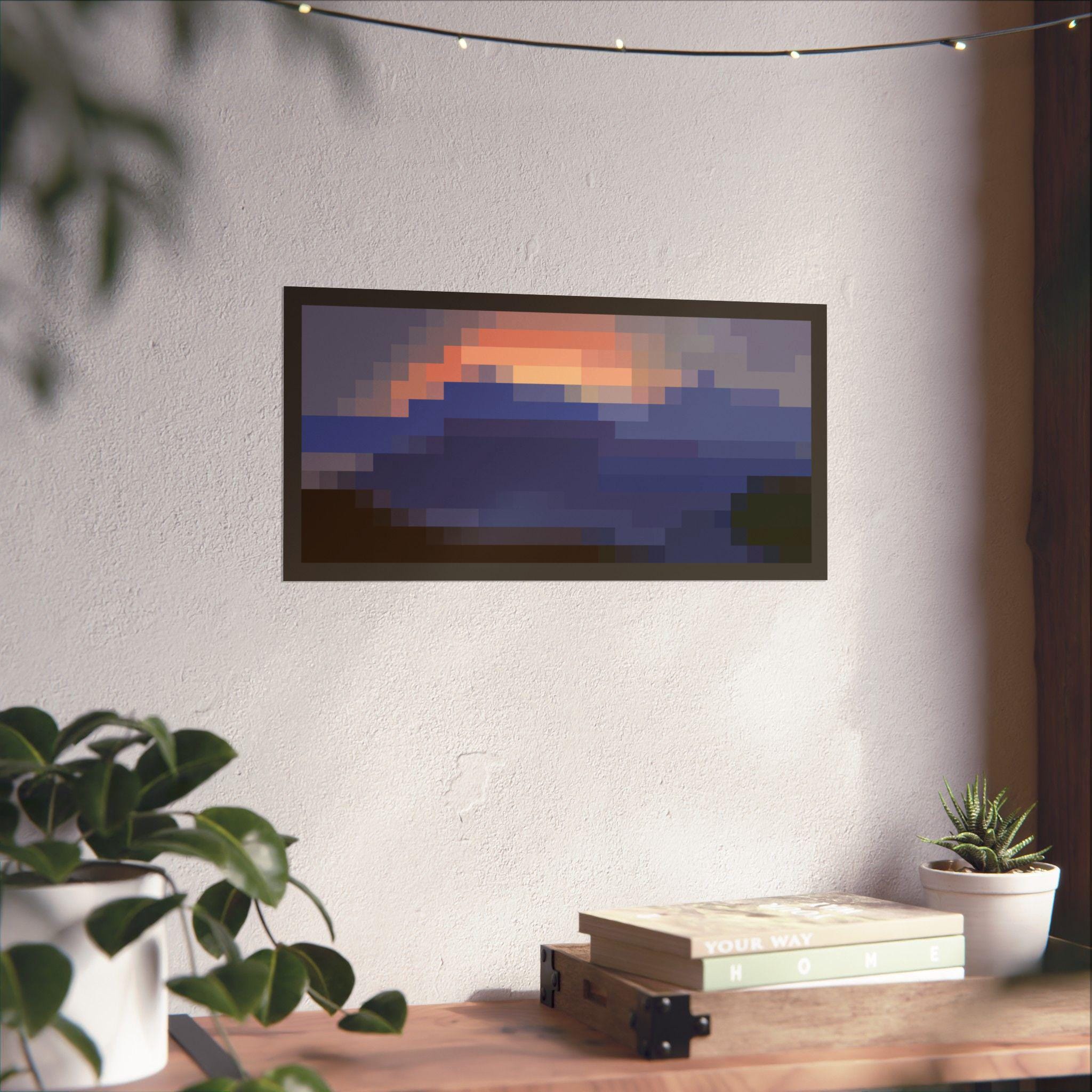 Minecraft Sunset Poster, Video Game Wall Art, Gamer Room Decor, Gaming ...