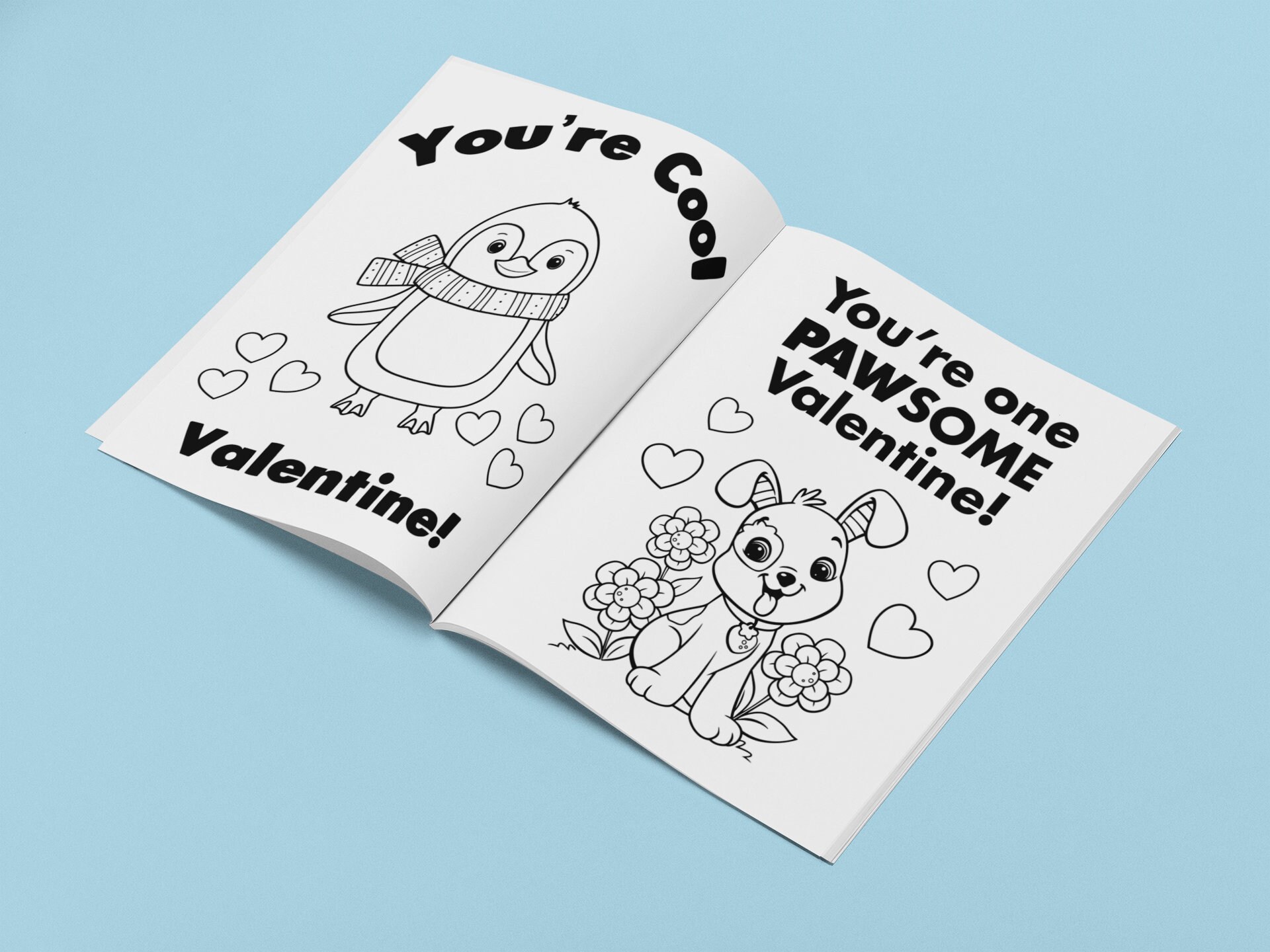 Kids Printable Valentine Cards Printable Animal Valentine Coloring Pages - Etsy