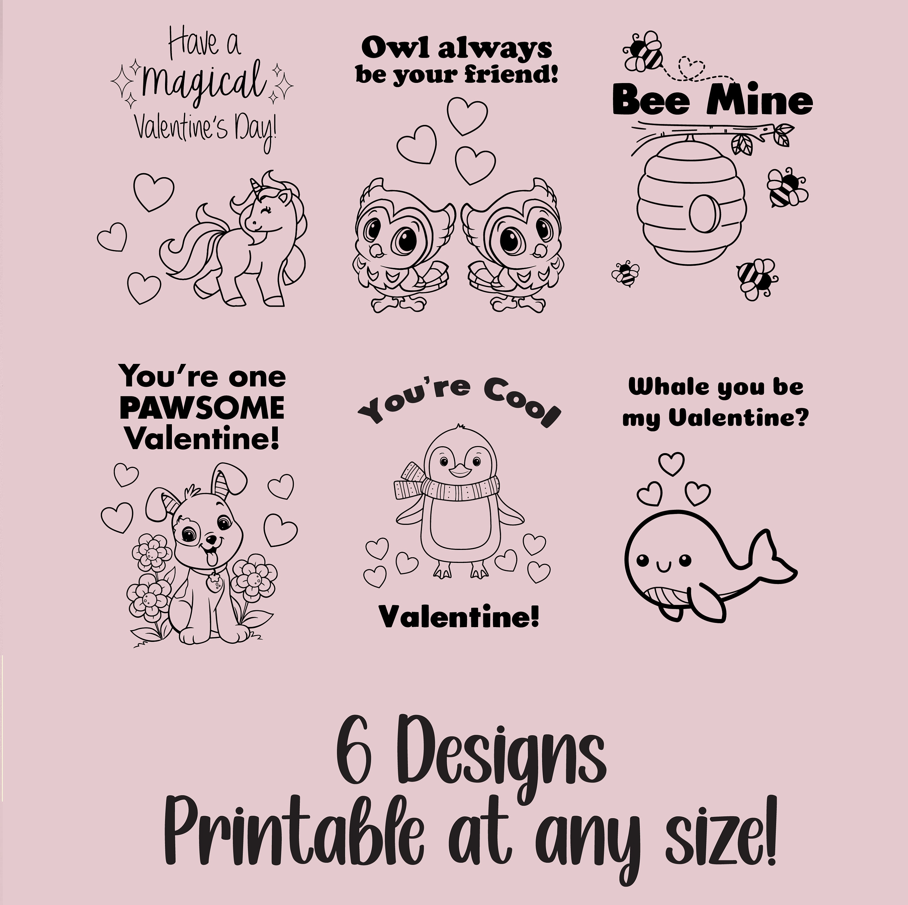 Kids Printable Valentine Cards Printable Animal Valentine Coloring Pages - Etsy