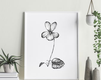 Birth Month Flower Print | INSTANT DOWNLOAD | Violet flower | February flower | Wall Art | Wall Decor