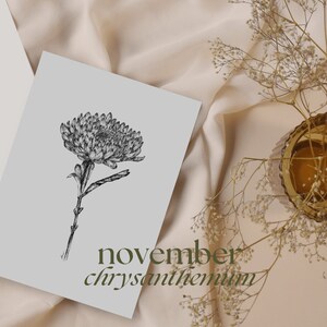 Birth Month Flower Print | Chrysanthemum flower | November flower | Floral Wall Art | Floral Wall Decor | Floral Print