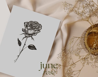 Birth Month Flower Print | Rose flower | June flower | Floral Wall Art | Floral Wall Decor | Floral Print
