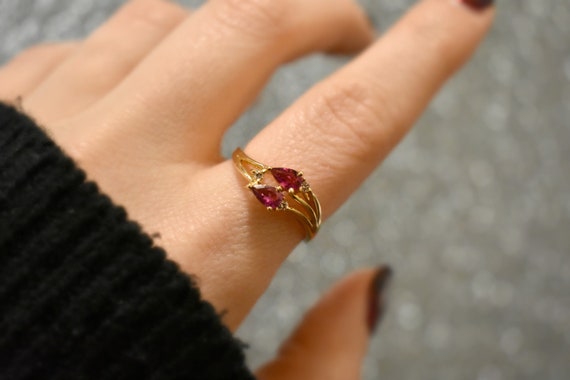 Stunning Sparkilng Uncut diamond Natural Ruby Gold Sterling Silver ring Gorgeous