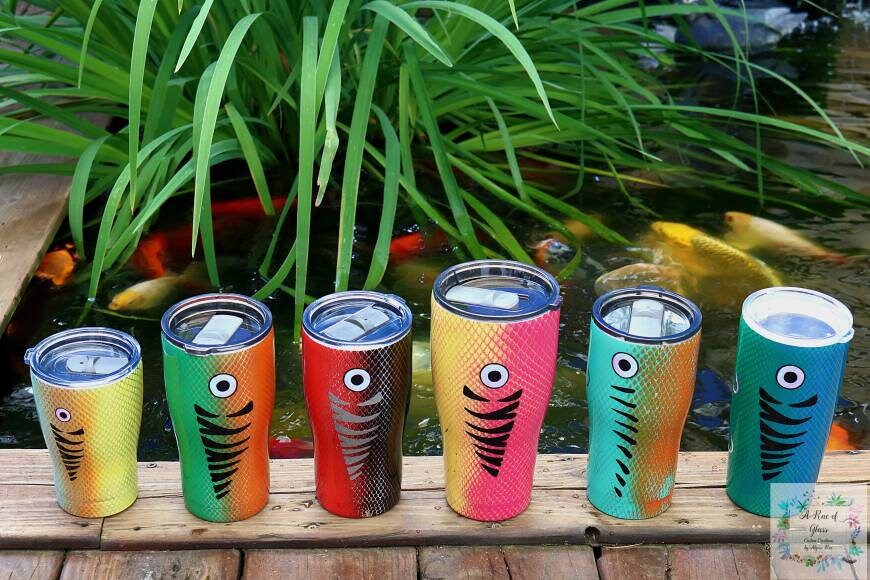 drinking straw fishing lure Blue and Green Tumbler which helps set the hook Fishing Lure Tumbler: Personalized Insulated