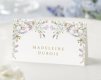 Floral Place Cards, Pink Wedding Escort Cards, Printed Place Cards, Seating Cards Wedding Decorations, Wildflower Wedding Decor | ISABELLE