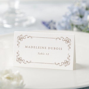 English Regency Wedding Escort Cards with Bows, Printed Escort Card Wedding, Elegant Wedding Table Decor, Name Place Cards | CLAUDETTE