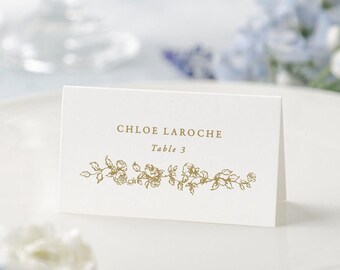 CHARLOTTE | English Regency-Inspired Wedding Escort Cards, Simple Floral Wedding Escort Card, Romantic Wedding Table Decor, Name Place Cards
